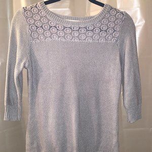 Pink Rose Knitted Gray Sweater